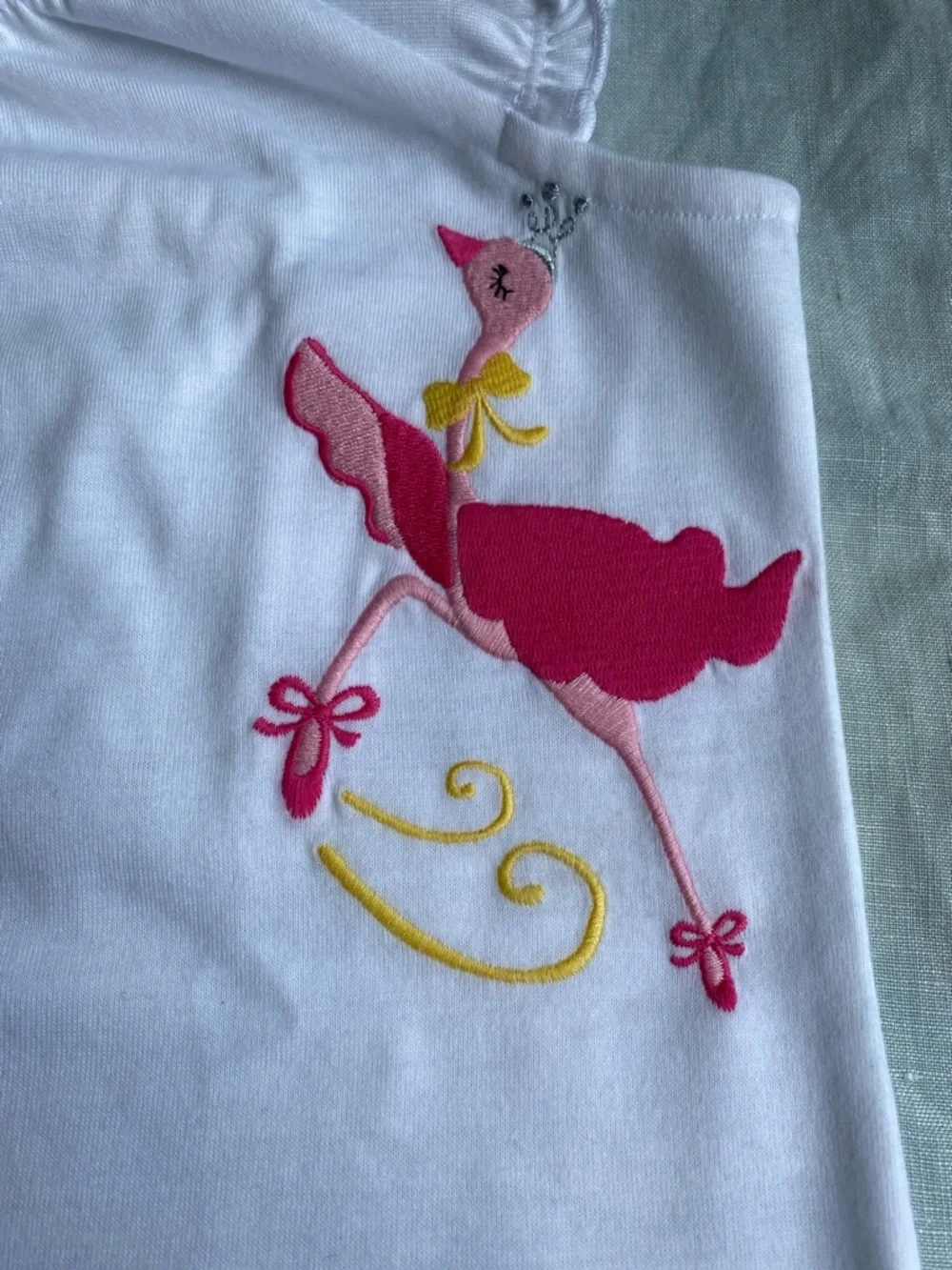 Gymboree embroidered ballerina ostrich white cap sleeve top